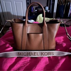 Michael Kors Brown/Tan Leather Satchel with Strap